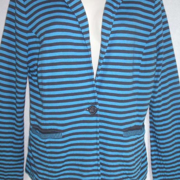 CASLON jacket M Cotton Knit Fitted Blazer Stripes - Picture 2 of 4